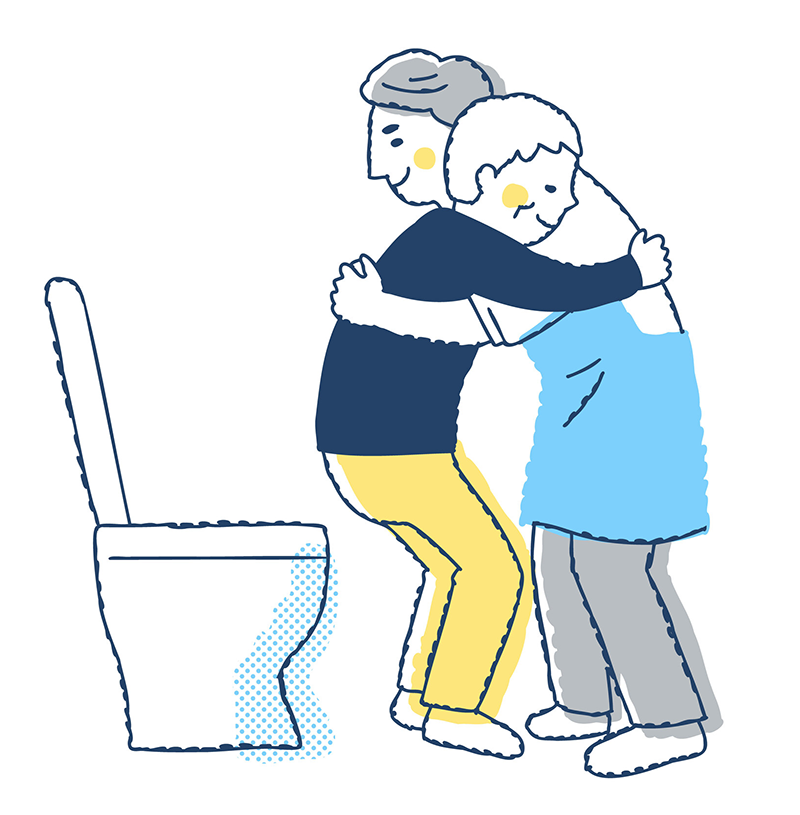 イラスト：トイレ介助の様子